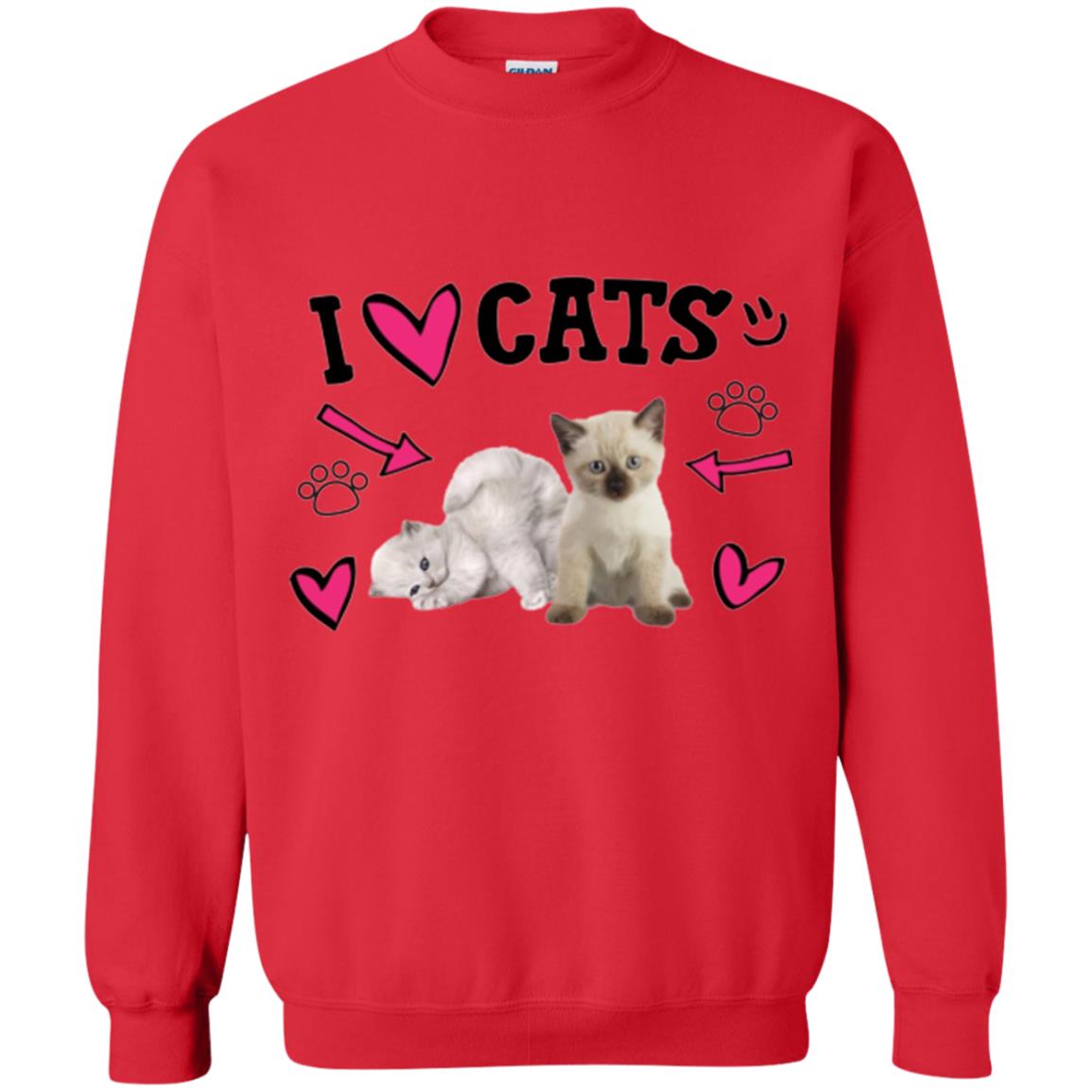 Cat Lover T-shirt I Love Cats Red