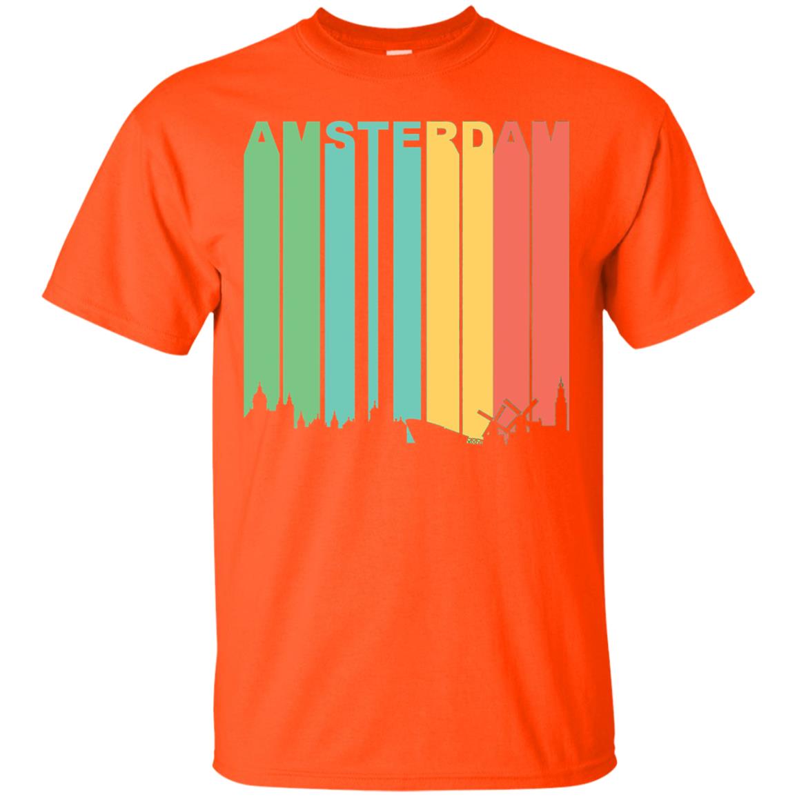 Retro Amsterdam Netherlands Cityscape Downtown Skyline Shirt Orange