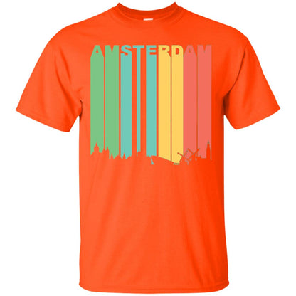 Retro Amsterdam Netherlands Cityscape Downtown Skyline Shirt Orange