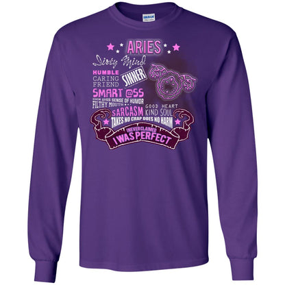 Dirty Mind Humble Caring Friend Filthy Sinner Mouth Good Heart Kind I Never Clamed I Was Perfect Aries Birthday Purple