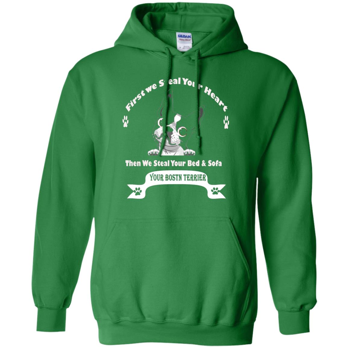 Frist We Steal Your Heart Boston Terrier T-shirt Irish Green