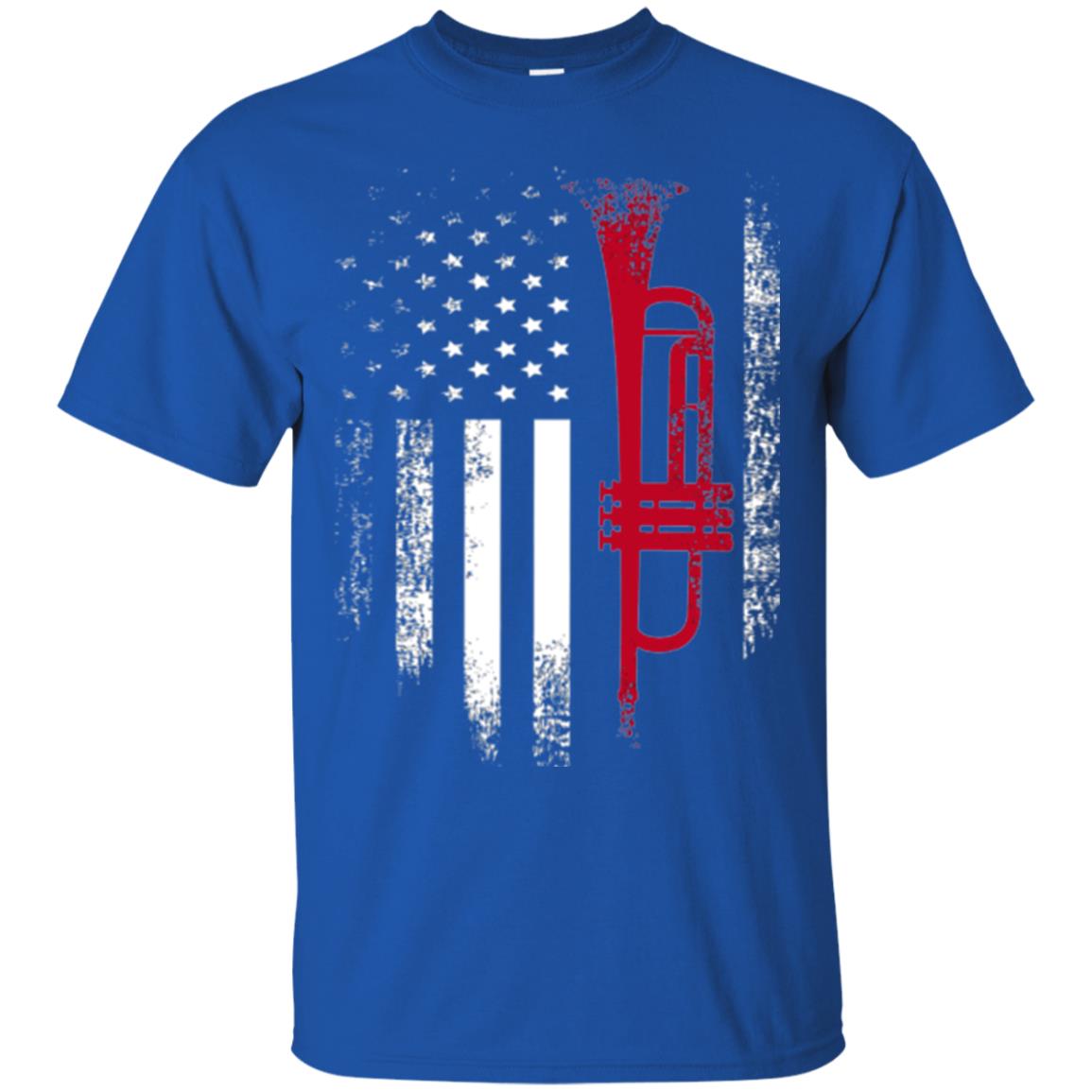 Trumpet Lovers T-shirt American Flag Royal
