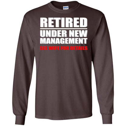 Funny Retirement T-shirt Retired Under New Management Dark Chocolate
