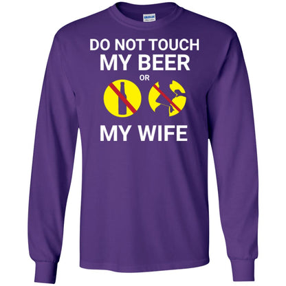 Husband T-shirt Do Not Touch My Beer Or My Wife Purple