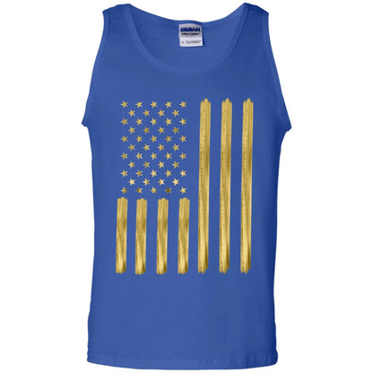 Faux Gold Paint American Flag T-shirt Royal