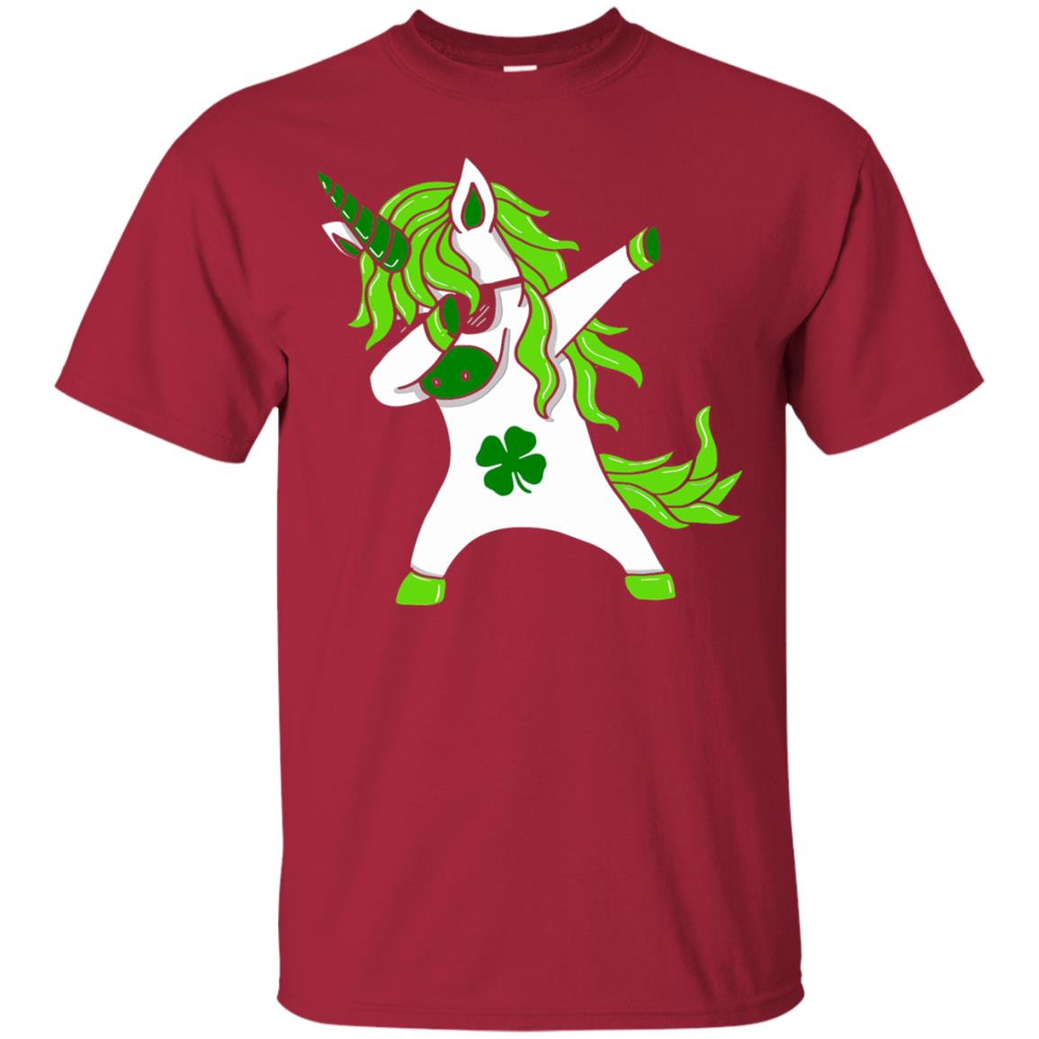 Dabbing Unicorn St Patricks Day Lepricorn T-shirt Cardinal