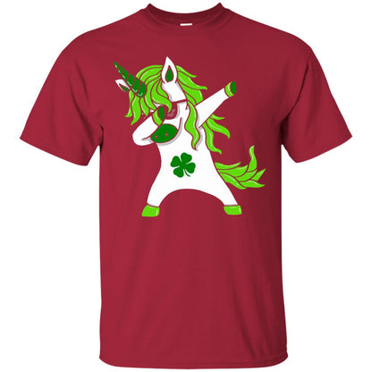 Dabbing Unicorn St Patricks Day Lepricorn T-shirt Cardinal