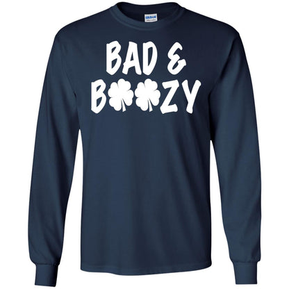 Bad And Boozy St. Patrick_s Day T-shirt Navy