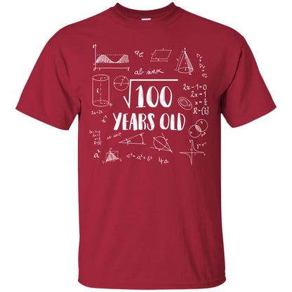 Square Root Of 100 10th Birthday 10 Years Old Math T-shirt Cardinal