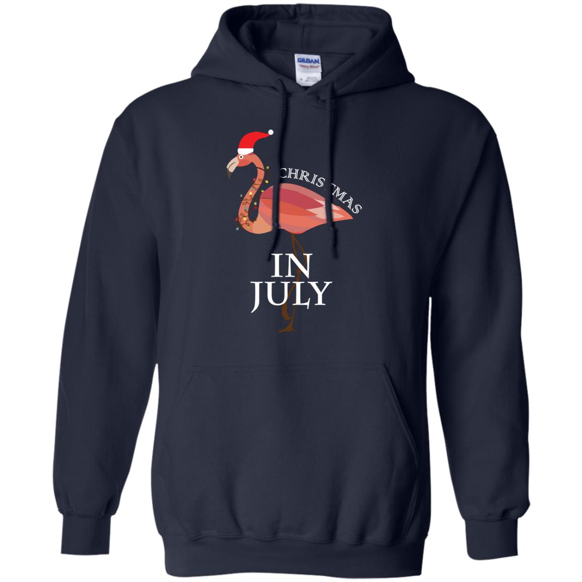 Flamingo With Santa_s Hat Christmas In July Xmas In Summer Shirt Navy