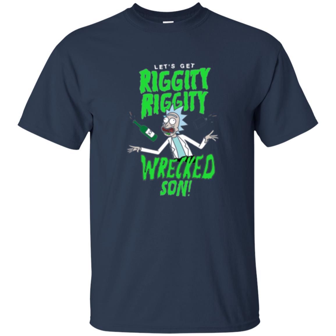 Rick Morty T-shirt Riggity Riggity Wrecked Spiral Navy