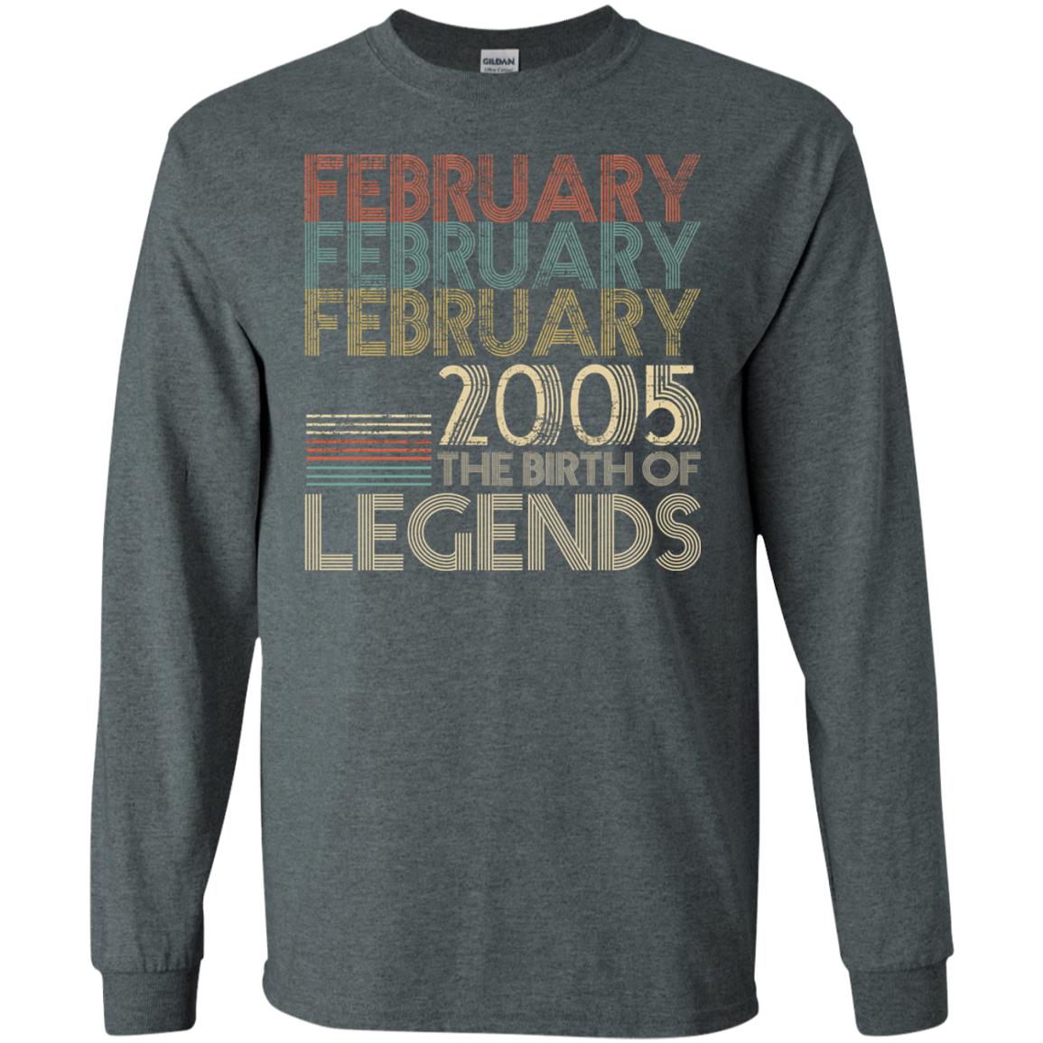 February Retro Classic Vintage 2005 The Birth Of Legends 13th Birthday T-shirt Dark Heather