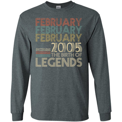 February Retro Classic Vintage 2005 The Birth Of Legends 13th Birthday T-shirt Dark Heather