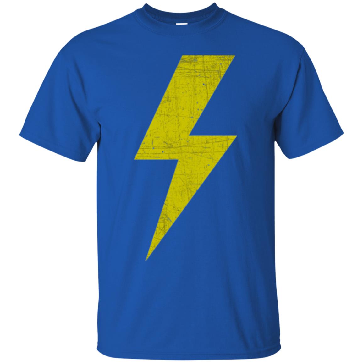 Retro Distressed Yellow Lighting Bolt T Shirt Royal