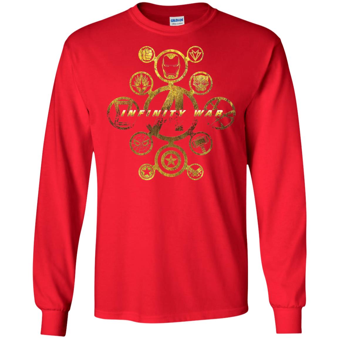 Infinity War Gold Hero Movie T-shirt Red