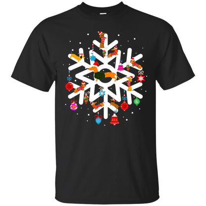 Winter Snow Flower Decorating Bauble And Dachshund X-mas Gift Shirt Black