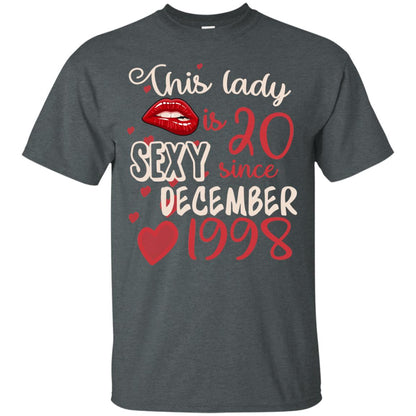 This Lady Is 20 Sexy Since December 1998 20th Birthday Shirt For December Womens Dark Heather