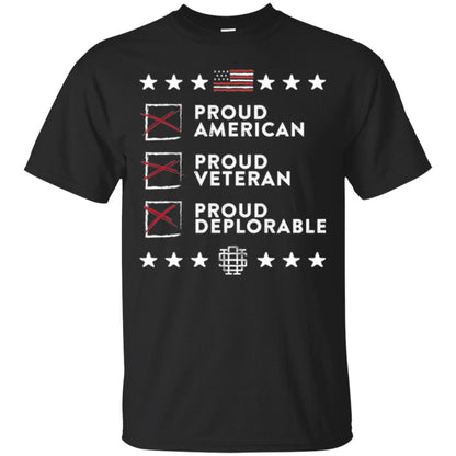 American T-shirt Proud American, Proud Veteran, Proud Deplorable Black