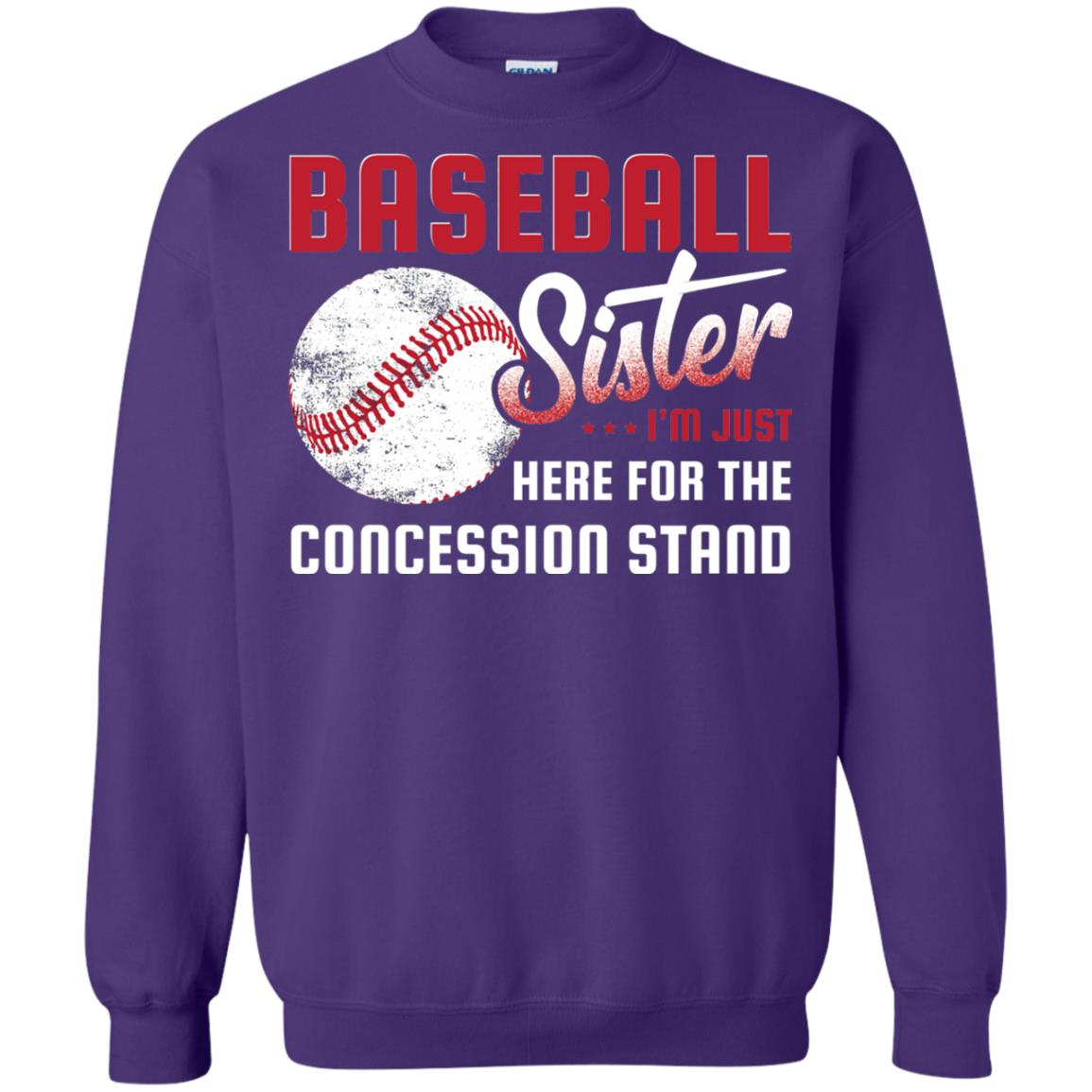 Baseball Sister Shirt Im Just Here For Concession Stand Purple