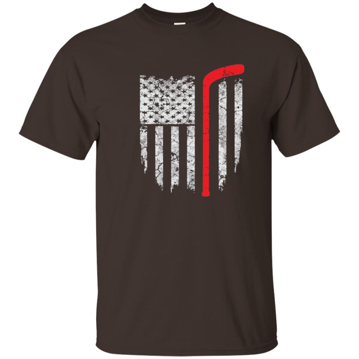 Hockey American Flag Hockey Lover T-shirt Dark Chocolate