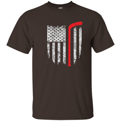 Hockey American Flag Hockey Lover T-shirt Dark Chocolate