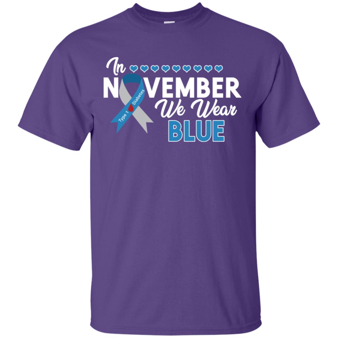 In November We Wear Blue Diabetes Awareness Type 1 Shirt Purple