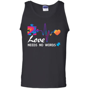 Love Needs No Words Puzzle Heartbeat Gift Shirt For Autism Awareness