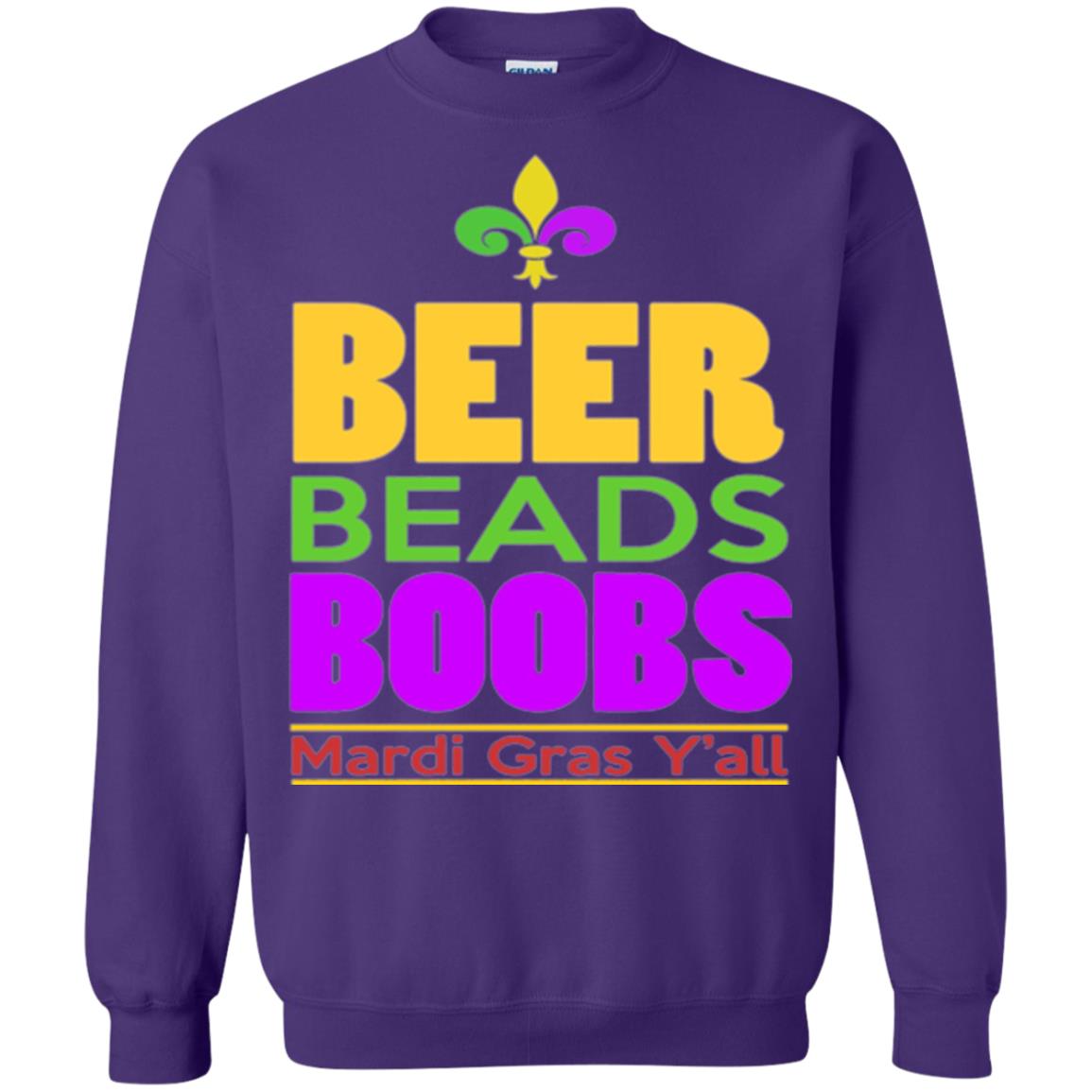 Funny Mardi Gras T-shirt Beer Beads Boobs Mardi Gras Y_all Purple