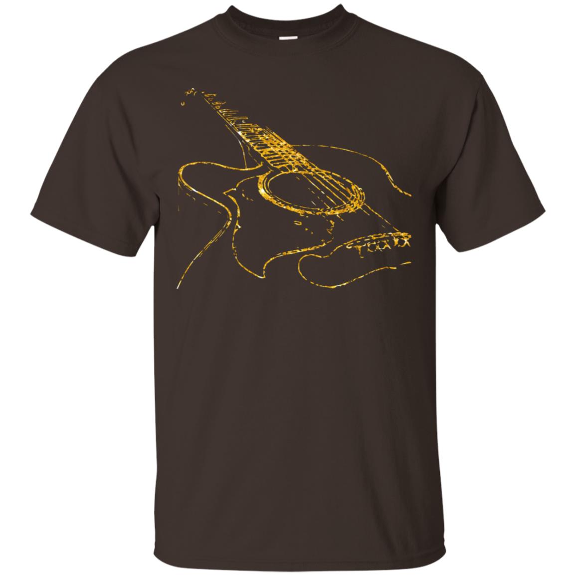 Guitar Gold Guitarist Gift Shirt For Mens Or Womens Dark Chocolate