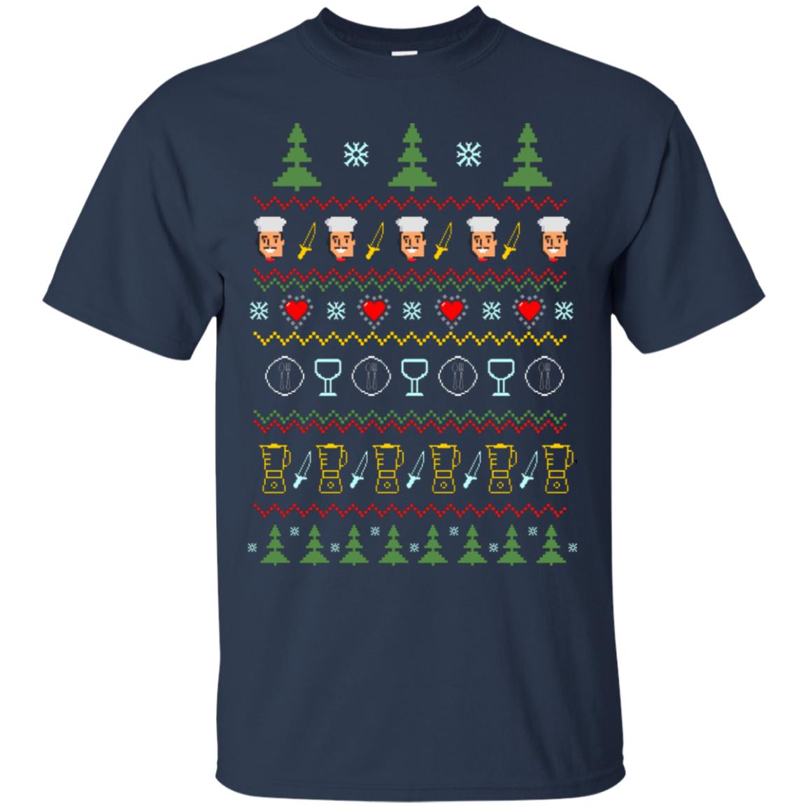 Chef Christmas X-mas Gift Shirt For Cooking Lovers Navy