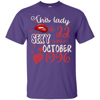 This Lady Is 22 Sexy Since October 1996 22nd Birthday Shirt For October Womens Purple