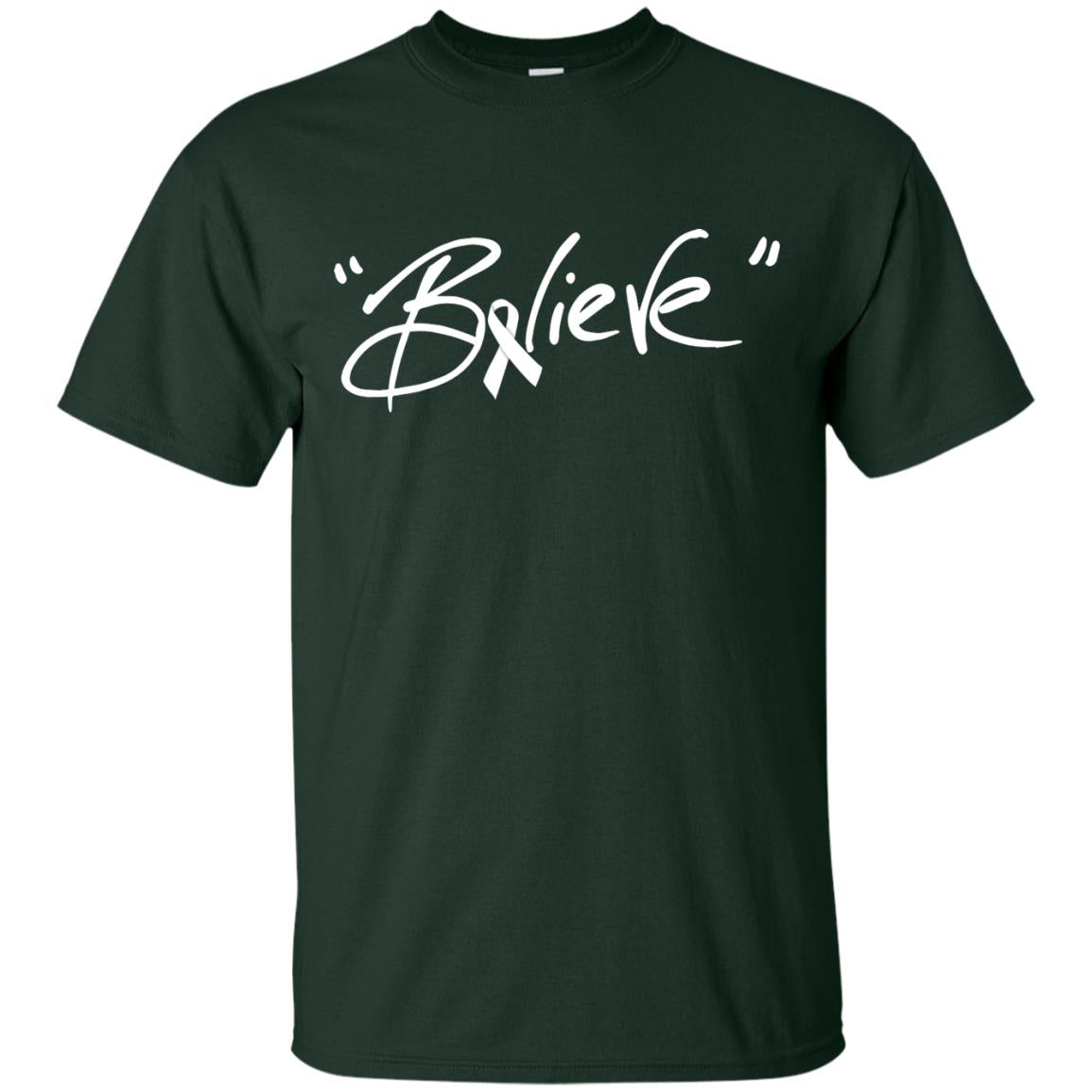 Lung Cancer Awareness Shirt Clear Ribbon Believe Forest