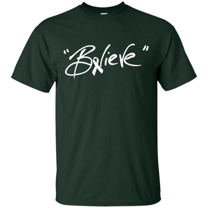 Lung Cancer Awareness Shirt Clear Ribbon Believe Forest