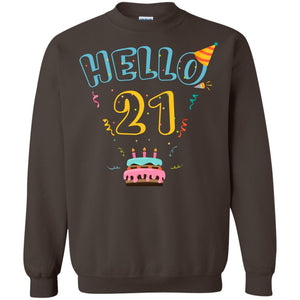 Hello 21 Twenty One Years Old 21th 1997s Birthday Gift ShirtG180 Gildan Crewneck Pullover Sweatshirt 8 oz.