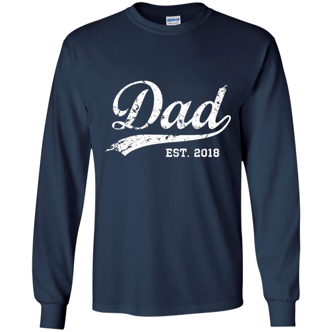 Dad Est. 2018 Vintage New Dad Daddy T-shirt Navy