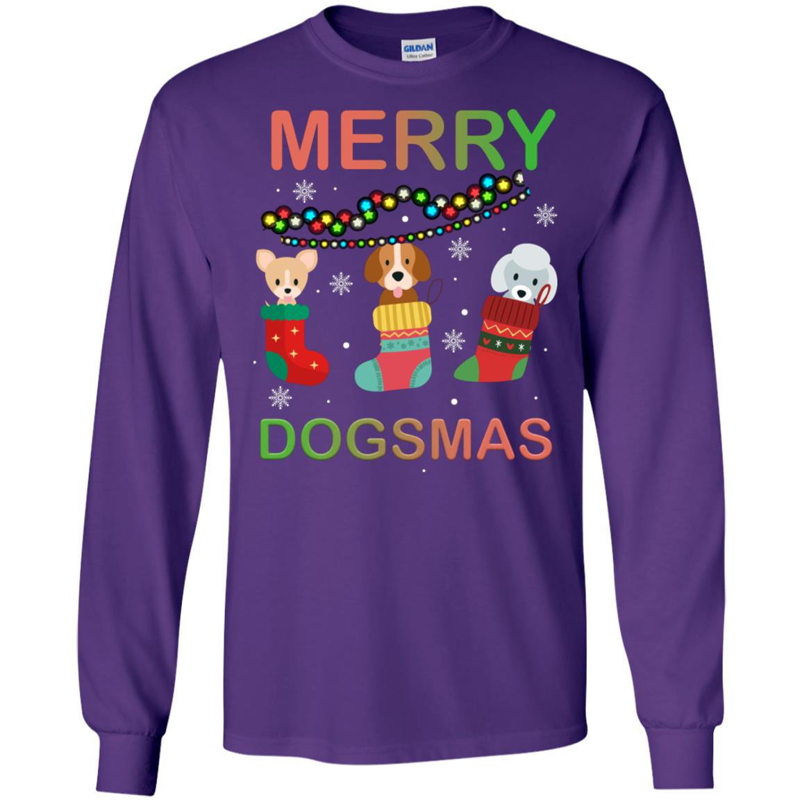 Merry Dogsmas X-mas Gift Shirt For Dogs Lovers Purple