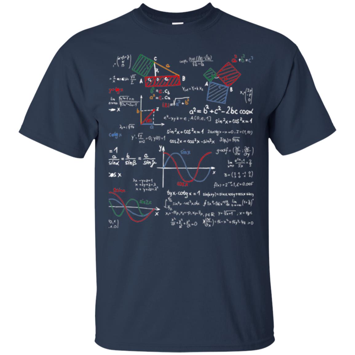 Math Lover T-shirt Formulas Cheat Sheet Navy
