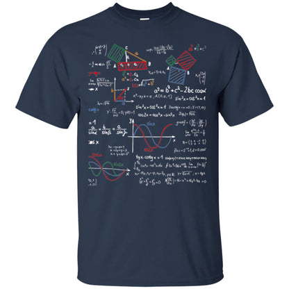 Math Lover T-shirt Formulas Cheat Sheet Navy