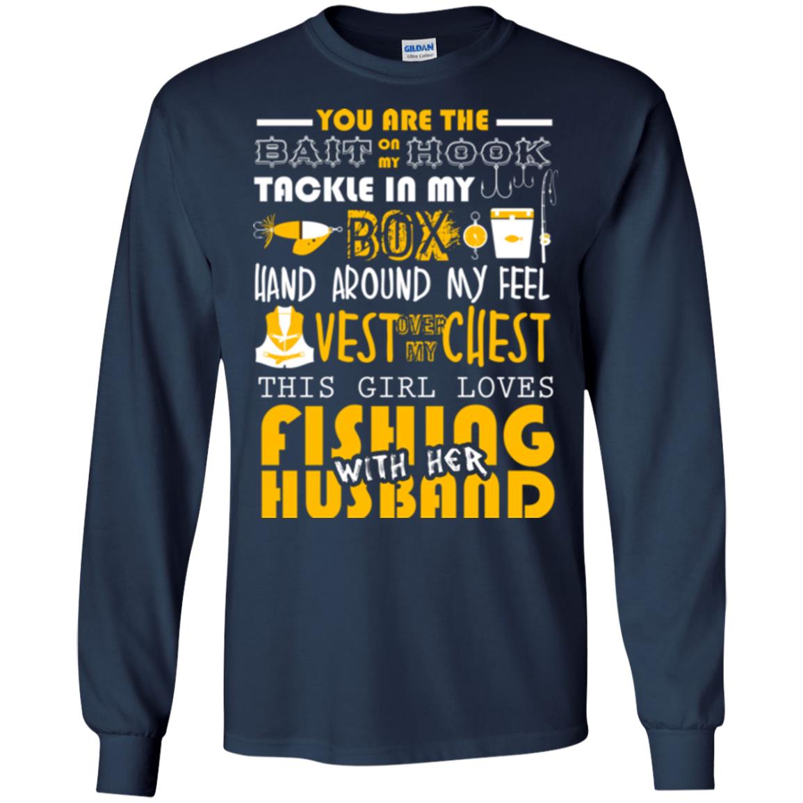 Fishing Lover T-shirt This Girl Loves Fishing With Her Husband Navy