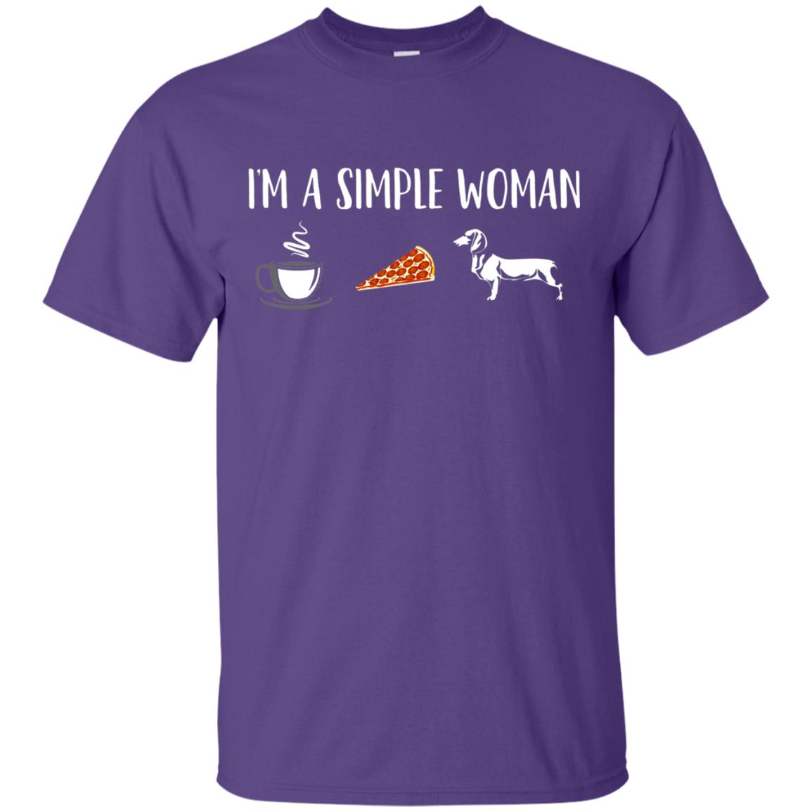 Im A Simple Woman Coffee Pizza Doxie Dachshund Lover T-shirt Purple