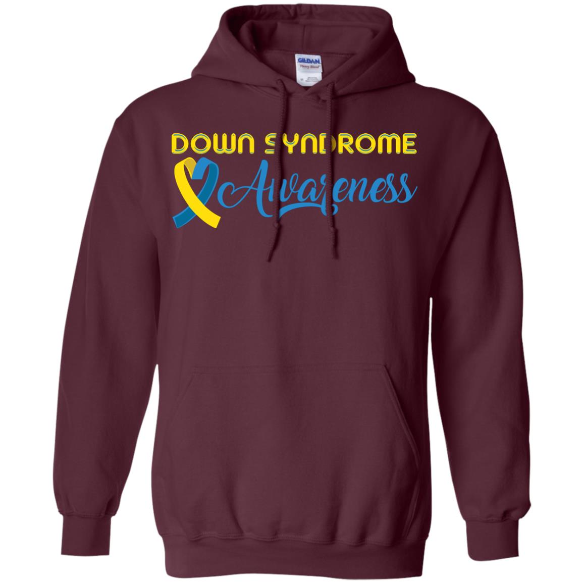 Yellow And Blue Ribbons Down Syndrome Awareness T-shirt Maroon