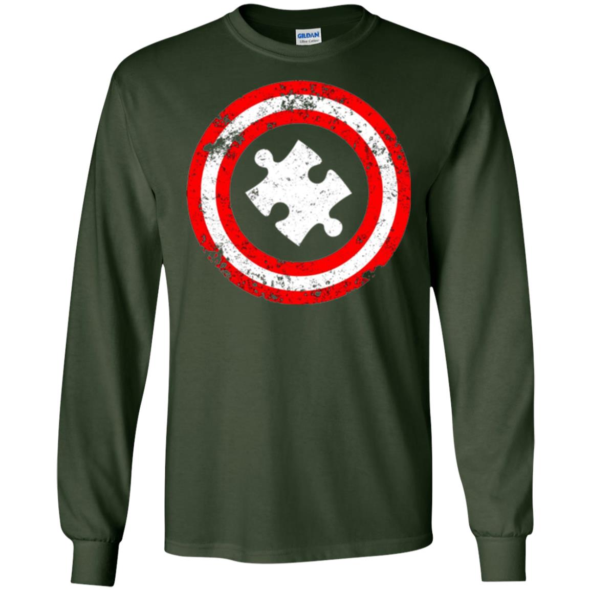 Autism Awareness T-shirt Captain Autism Superhero Forest Green