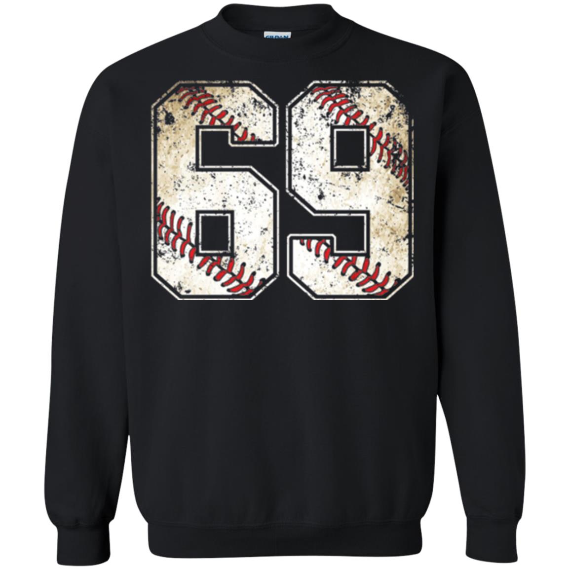 Baseball Player T-shirt Jersey Number 69 Retro Vintage Black
