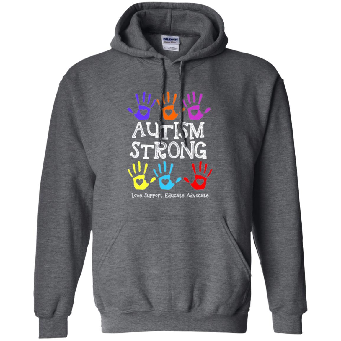Autism Awareness T-shirt Autism Strong Love Support Educate Advocate Dark Heather