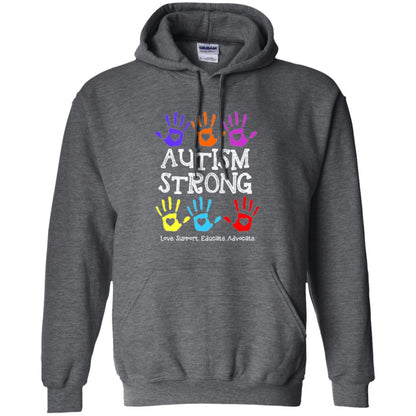 Autism Awareness T-shirt Autism Strong Love Support Educate Advocate Dark Heather