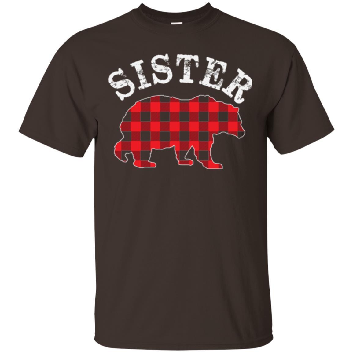 Family T-shirt Red Plaid Sister Bear Dark Chocolate