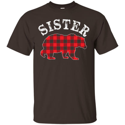 Family T-shirt Red Plaid Sister Bear Dark Chocolate