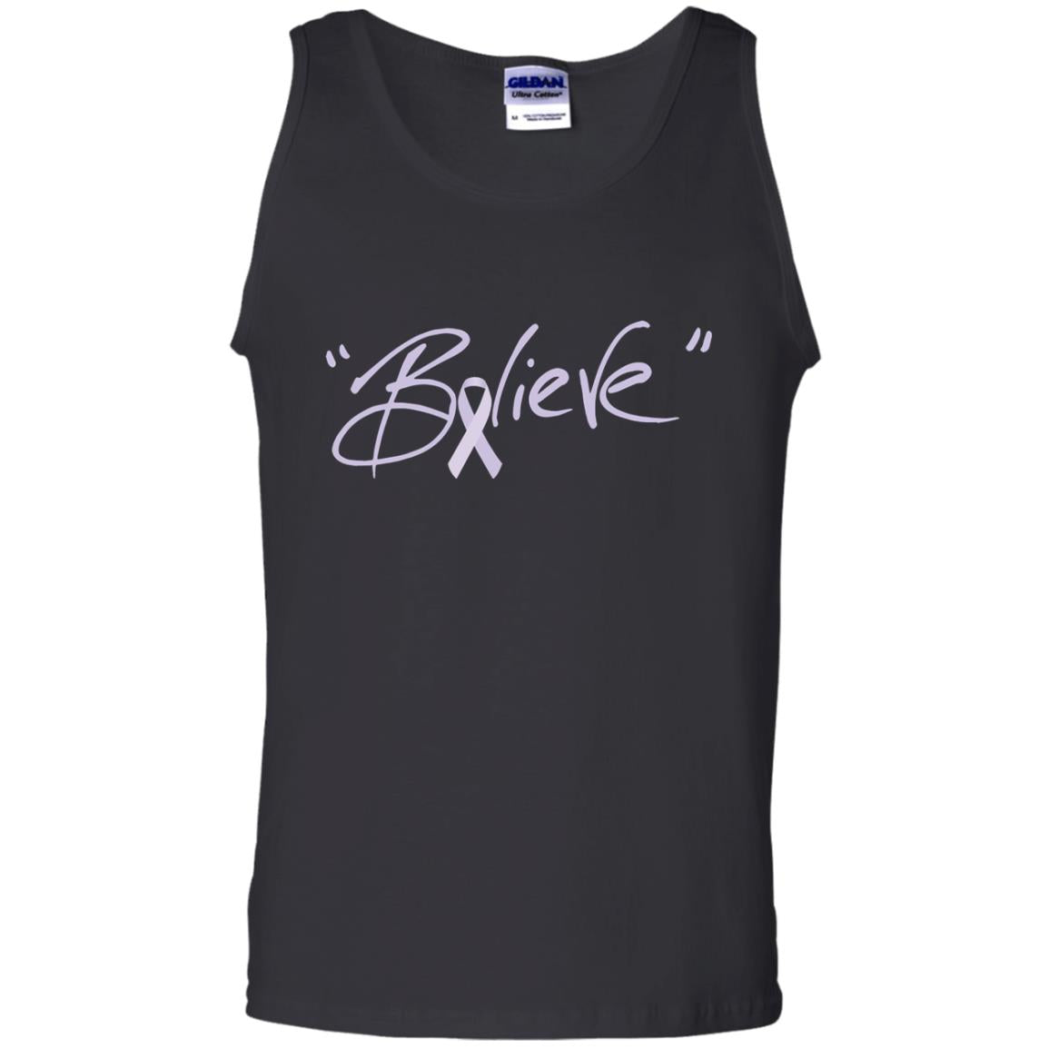 All Cancer Awareness Shirt Lavender Ribbon Believe Black