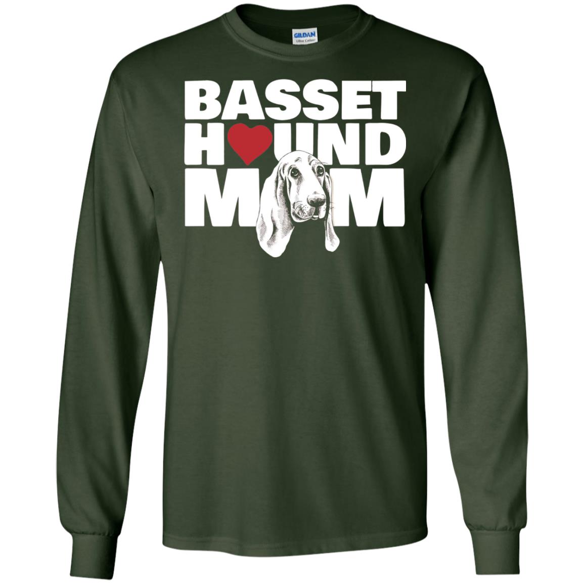 Basset Hound Mom Heart T-shirt Forest Green