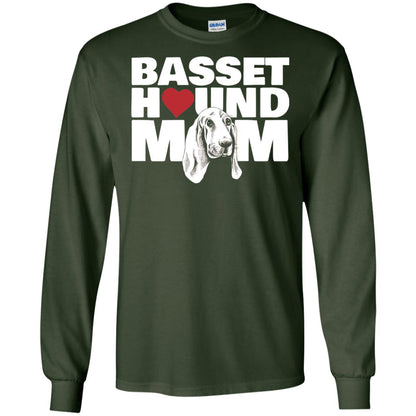 Basset Hound Mom Heart T-shirt Forest Green